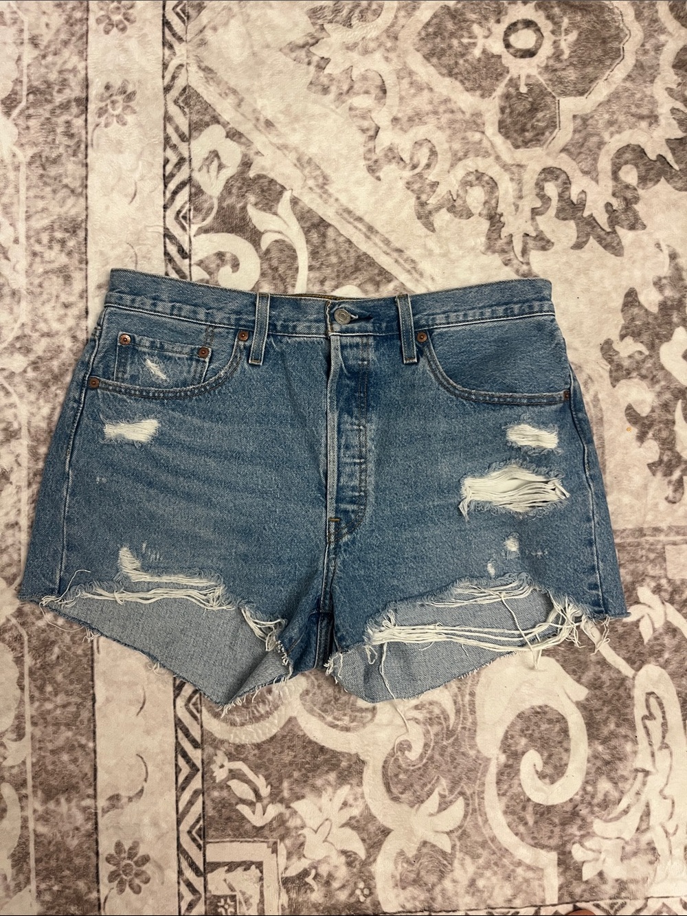 Levi's Blue Distressed Cutoff Jean Shorts
